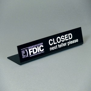 Easel Style FDIC Teller Closed Sign - Black